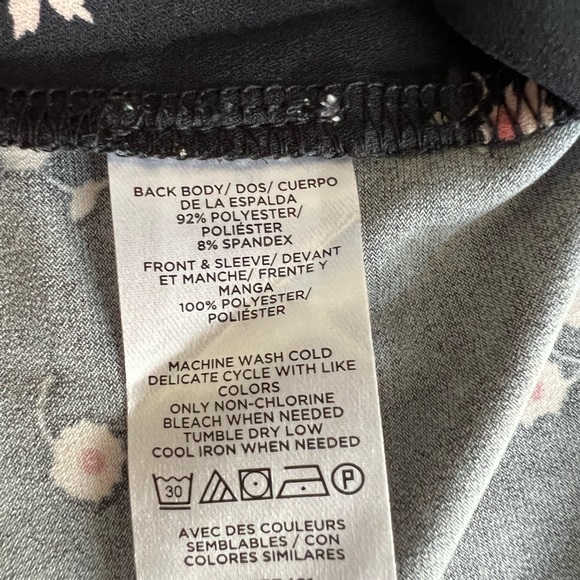 Loft Black Floral Mixed Media V-Neck Blouse - Picture 4 of 5